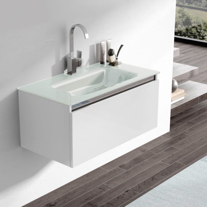 progettobagno Helen 90 Ersatz -Glaswaschtisch weiß