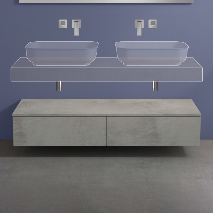 progettobagno Evo 10 Sideboard 140 cm, 2 Auszüge