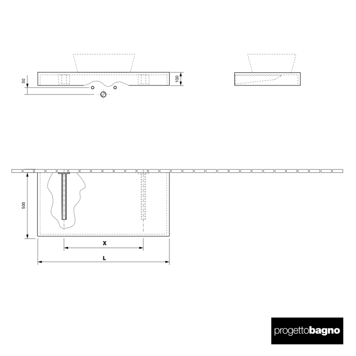progettobagno Evo 10 Sideboard 90 cm, 1 Auszug