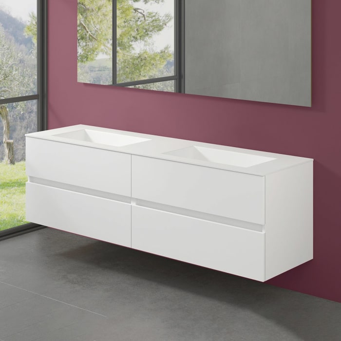 progettobagno Evo 54 Lago Doppel-Waschtisch mit Unterschrank 180 cm ohne Hahnloch