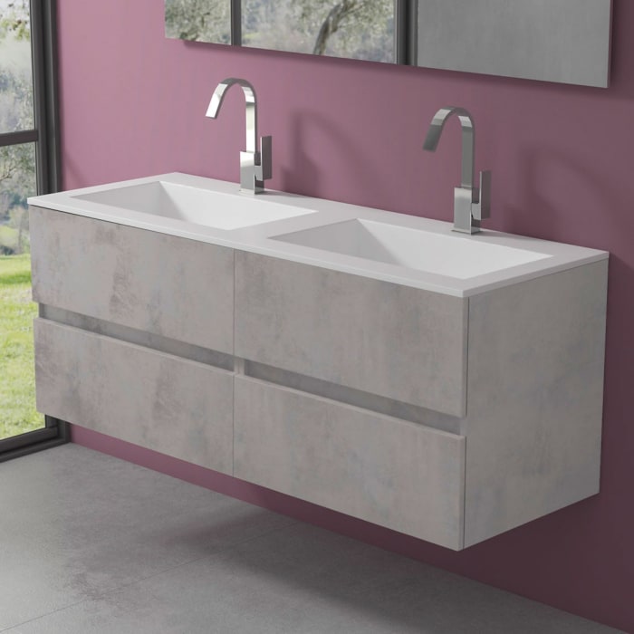 progettobagno Evo 54 Lago Doppel-Waschtisch mit Unterschrank 140 cm