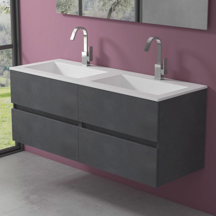 progettobagno Evo 54 Lago Doppel-Waschtisch mit Unterschrank 140 cm