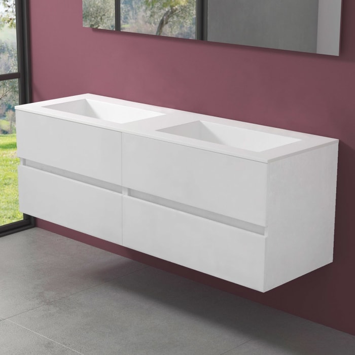 progettobagno Evo 54 Lago Doppel-Waschtisch mit Unterschrank 160 cm ohne Hahnloch