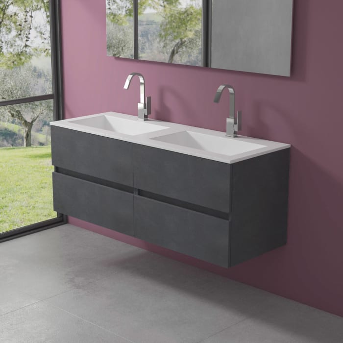 progettobagno Evo 54 Lago Doppel-Waschtisch mit Unterschrank 140 cm