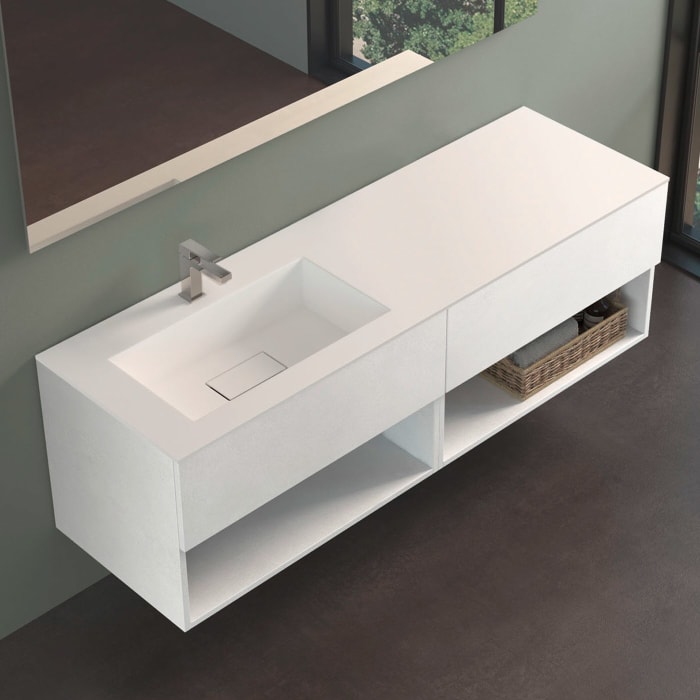 progettobagno Evo 54 Lago Uno Waschtisch mit Unterschrank 160 cm, Ausführung links