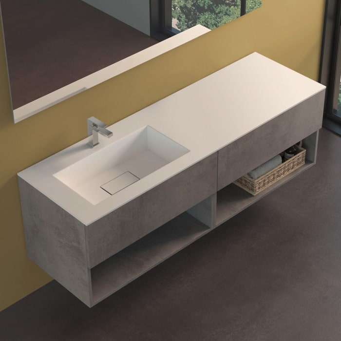 progettobagno Evo 54 Lago Uno Waschtisch mit Unterschrank 160 cm, Ausführung links