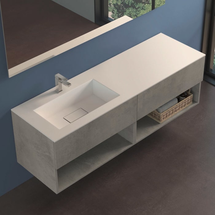progettobagno Evo 54 Lago Uno Waschtisch mit Unterschrank 160 cm, Ausführung links