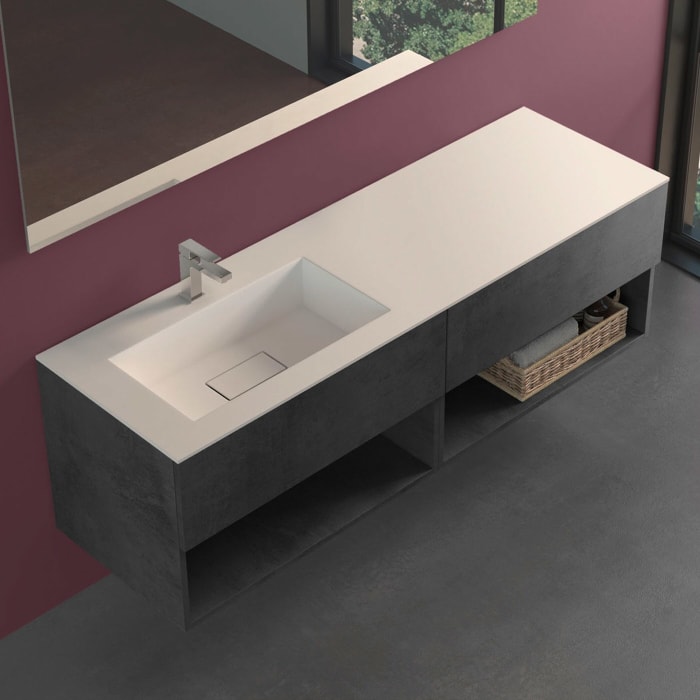 progettobagno Evo 54 Lago Uno Waschtisch mit Unterschrank 160 cm, Ausführung links