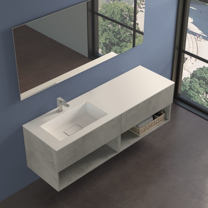 progettobagno Evo 54 Lago Uno Waschtisch mit Unterschrank 160 cm, Ausführung links
