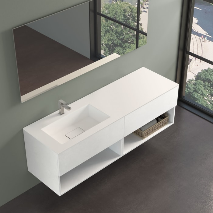 progettobagno Evo 54 Lago Uno Waschtisch mit Unterschrank 160 cm, Ausführung links