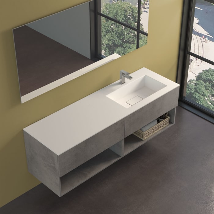 progettobagno Evo 54 Lago Uno Waschtisch mit Unterschrank 160 cm, Ausführung rechts
