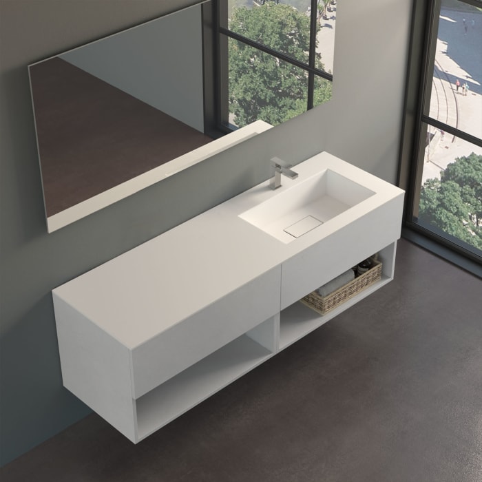 progettobagno Evo 54 Lago Uno Waschtisch mit Unterschrank 160 cm, Ausführung rechts