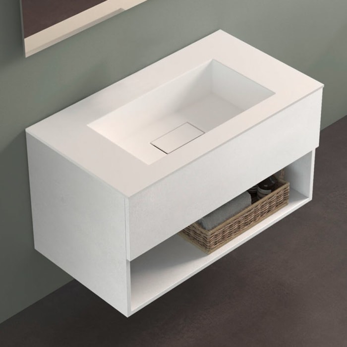 progettobagno Evo 54 Lago Uno Waschtisch mit Unterschrank  90 cm ohne Hahnloch