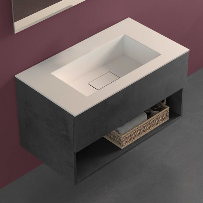 progettobagno Evo 54 Lago Uno Waschtisch mit Unterschrank  90 cm ohne Hahnloch