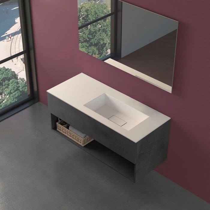 progettobagno Evo 54 Lago Uno Waschtisch mit Unterschrank  120 cm, Ausführung rechts ohne Hahnloch