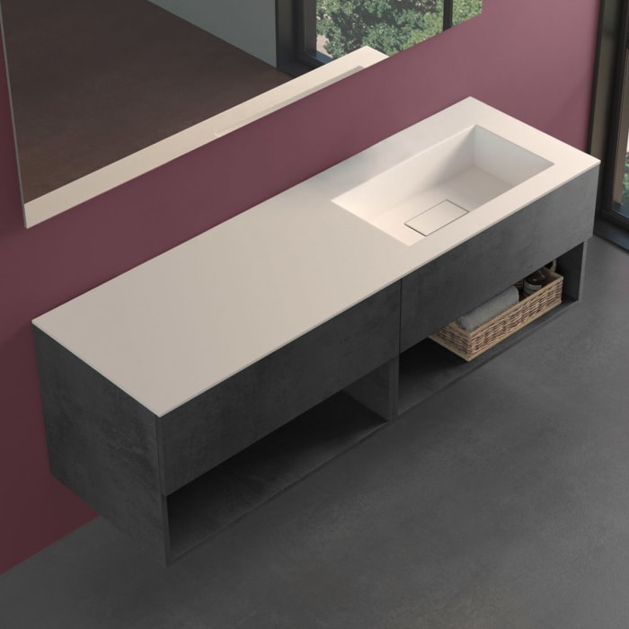 progettobagno Evo 54 Lago Uno Waschtisch mit Unterschrank 160 cm, Ausführung rechts ohne Hahnloch