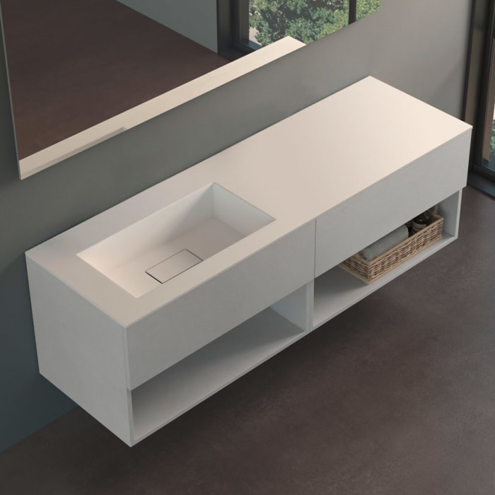 progettobagno Evo 54 Lago Uno Waschtisch mit Unterschrank 160 cm, Ausführung links ohne Hahnloch
