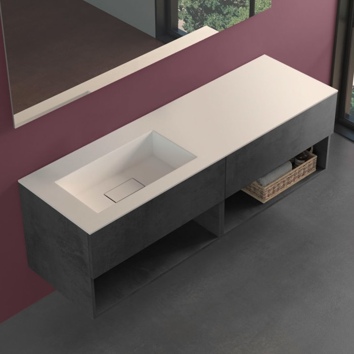 progettobagno Evo 54 Lago Uno Waschtisch mit Unterschrank 160 cm, Ausführung links ohne Hahnloch