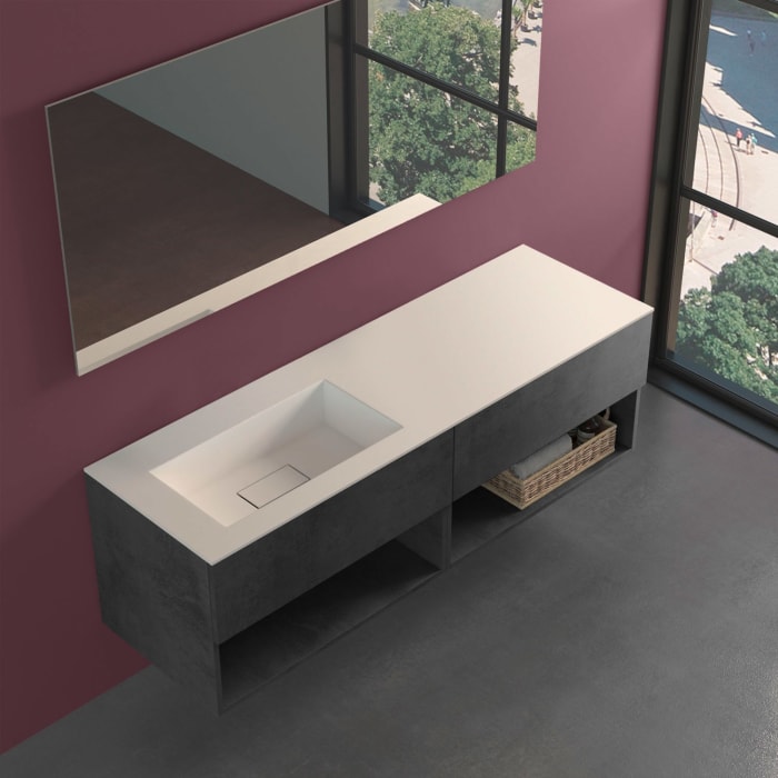 progettobagno Evo 54 Lago Uno Waschtisch mit Unterschrank 160 cm, Ausführung links ohne Hahnloch