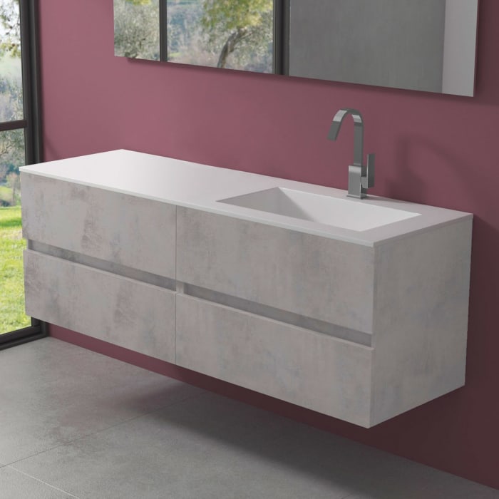 progettobagno Evo 54 Lago Waschtisch mit Unterschrank 160 cm, Ausführung rechts