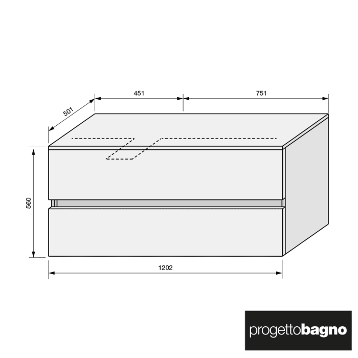 progettobagno Evo 54 Modular Waschtischkonsole 120 cm , Ausführung links