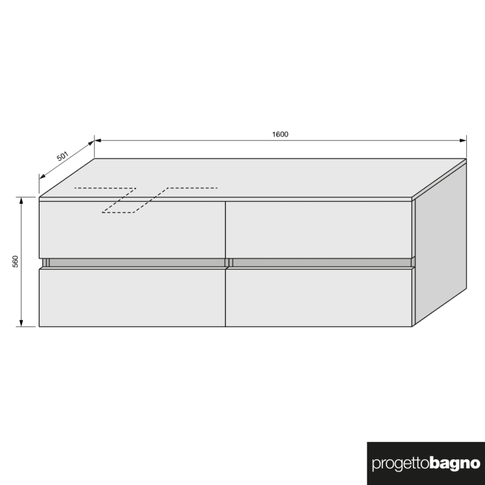 progettobagno Evo 54 Modular Waschtischkonsole 160 cm, Ausführung  links