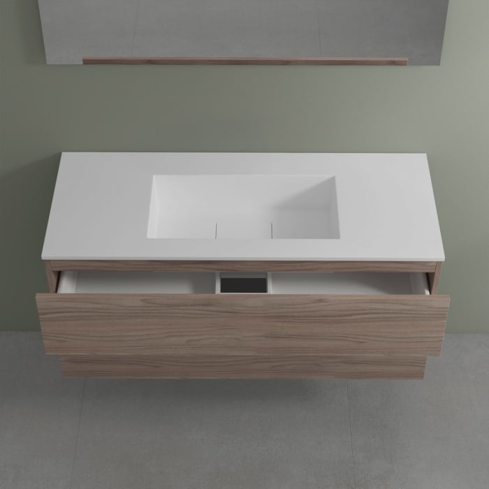 progettobagno Evo 54 Walnuss Vision Waschtisch Lago mit Unterschrank 120 cm ohne Hahnloch