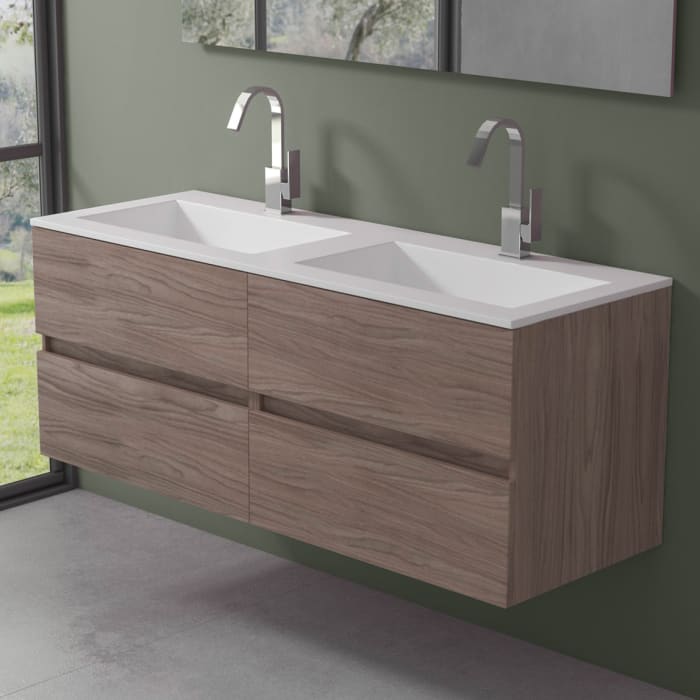 progettobagno Evo 54 Walnuss Vision Waschtisch Lago mit Unterschrank 140 cm