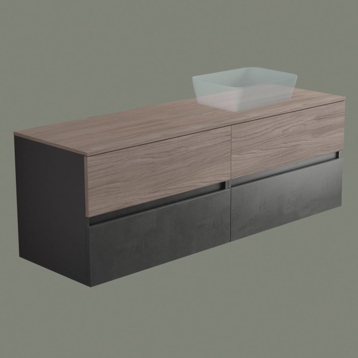 progettobagno Evo 54 Walnuss Vision Waschtischkonsole 160 cm, Ausführung  rechts