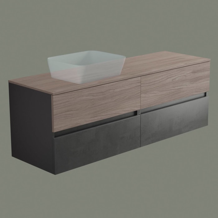 progettobagno Evo 54 Walnuss Vision Waschtischkonsole 160 cm, Ausführung  links