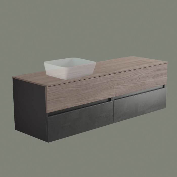 progettobagno Evo 54 Walnuss Vision Waschtischkonsole 180 cm, Ausführung links