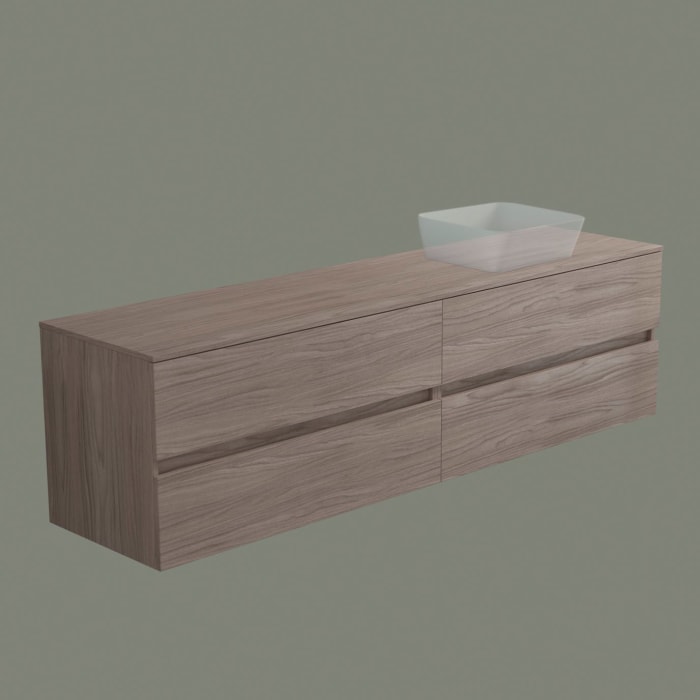 progettobagno Evo 54 Walnuss Vision Waschtischkonsole 200 cm, Ausführung  rechts