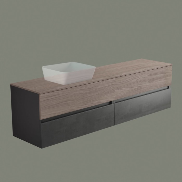 progettobagno Evo 54 Walnuss Vision Waschtischkonsole 200 cm, Ausführung links