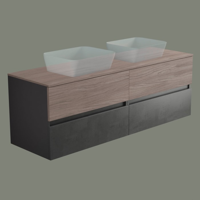 progettobagno Evo 54 Walnuss Vision Doppel -Waschtischkonsole 160 cm
