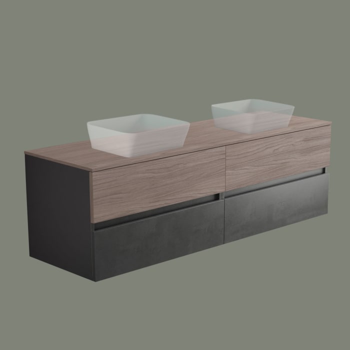 progettobagno Evo 54 Walnuss Vision Doppel-Waschtischkonsole 180 cm