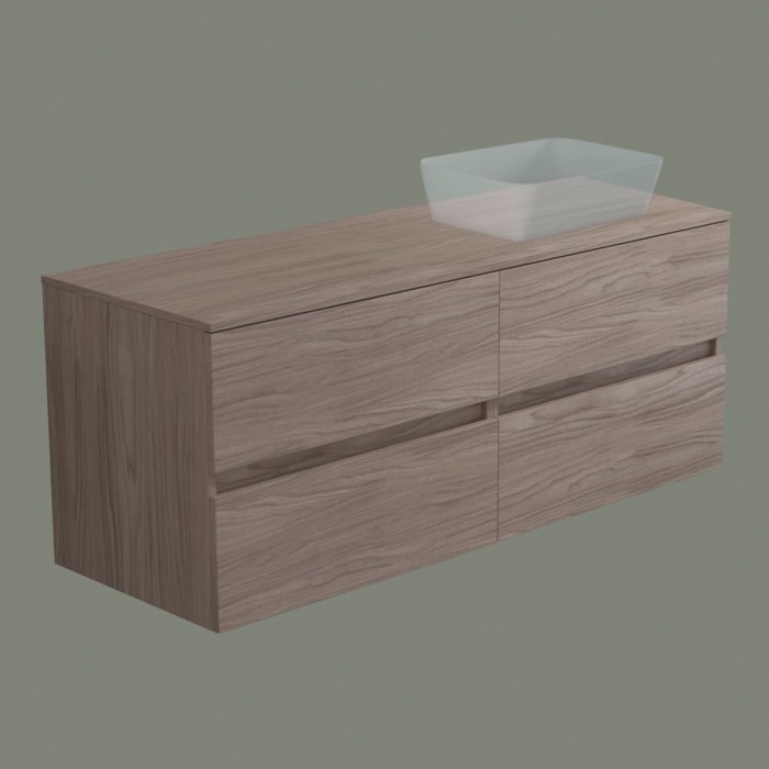 progettobagno Evo 54 Walnuss Vision Waschtischkonsole 140 cm, Ausführung  rechts