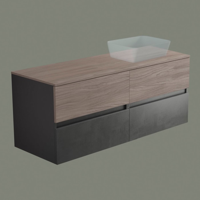 progettobagno Evo 54 Walnuss Vision Waschtischkonsole 140 cm, Ausführung  rechts