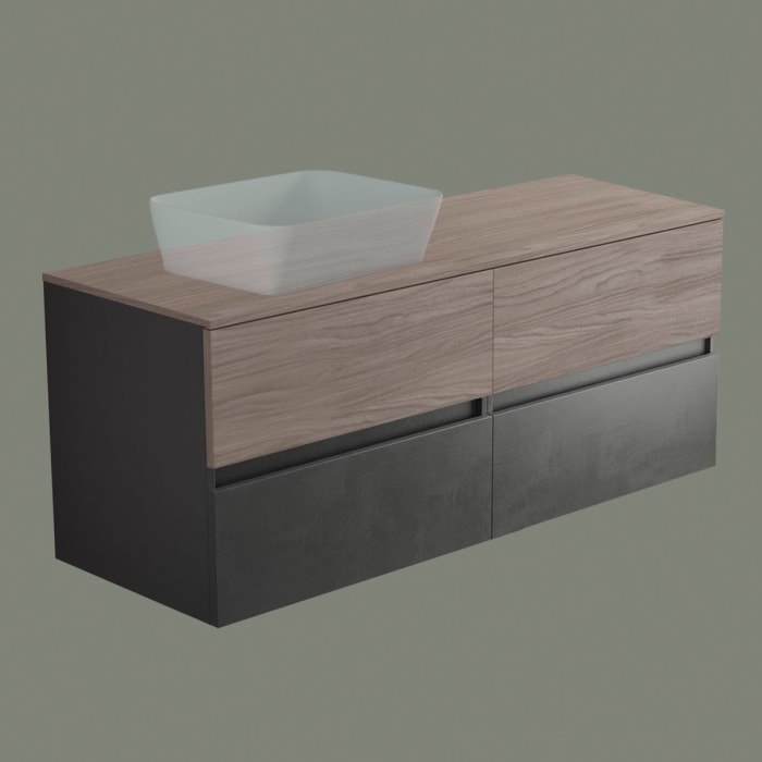 progettobagno Evo 54 Walnuss Vision Waschtischkonsole 140 cm, Ausführung  links