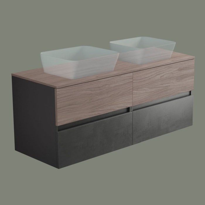 progettobagno Evo 54 Walnuss Vision Doppel -Waschtischkonsole 140 cm