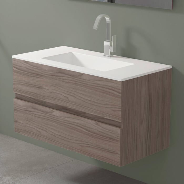 progettobagno Evo 54 Walnuss Vision Waschtisch Lago mit Unterschrank 100 cm