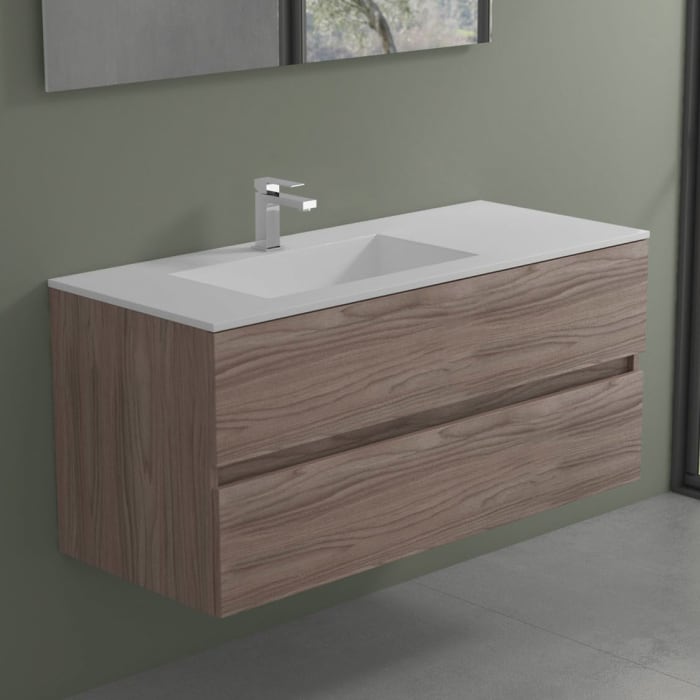 progettobagno Evo 54 Walnuss Vision Waschtisch Lago mit Unterschrank  120 cm, Ausführung links