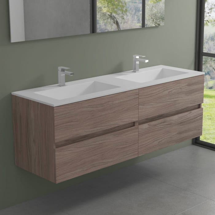 progettobagno Evo 54 Walnuss Vision Waschtisch Lago mit Unterschrank 160 cm