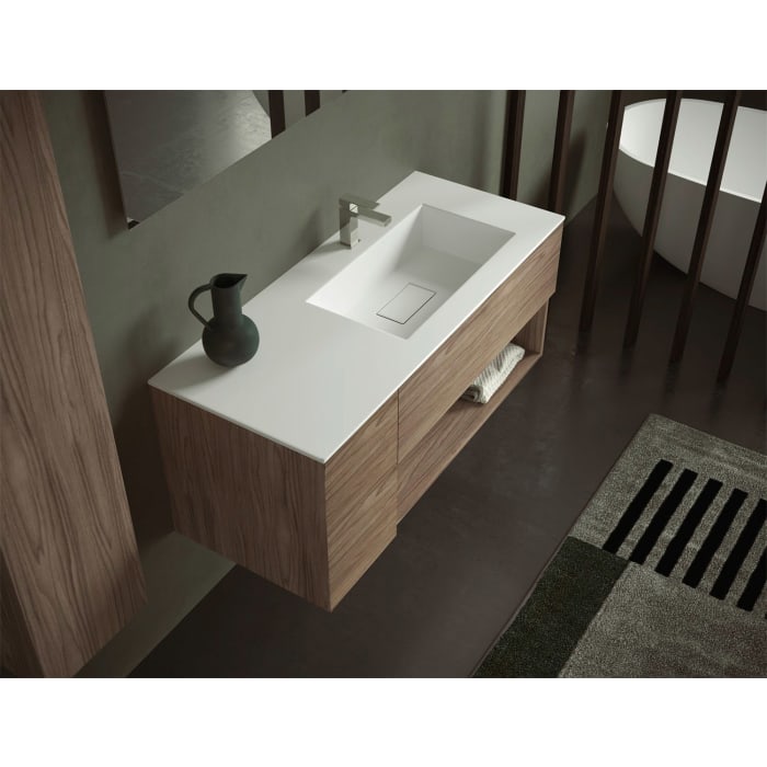 progettobagno Evo 50 Walnuss Vision Waschtisch Lago mit Unterschrank 120 cm, Ausführung rechts