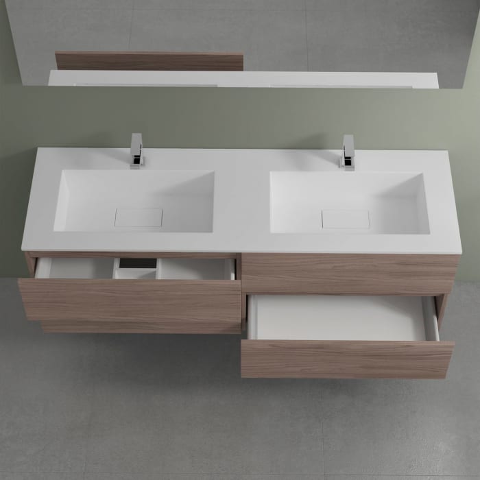 progettobagno Evo 54 Walnuss Vision Waschtisch Lago mit Unterschrank 160 cm