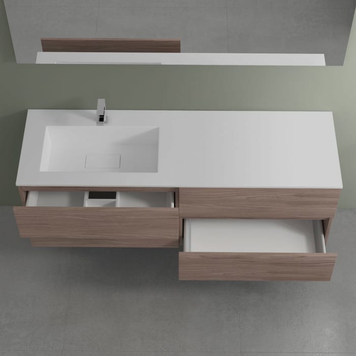 progettobagno Evo 54 Walnuss Vision Waschtisch Lago mit Unterschrank  160 cm , Ausführung links