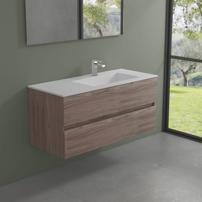 progettobagno Evo 54 Walnuss Vision Waschtisch Lago mit Unterschrank  120 cm, Ausführung rechts