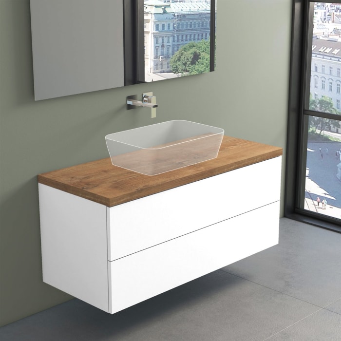 progettobagno Elba Terra Waschtischkonsole 120 cm mit Platte in Holzdekor