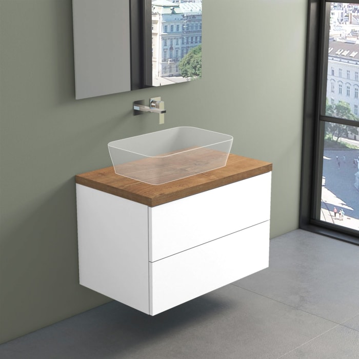 progettobagno Elba Terra Waschtischkonsole 80 cm mit Platte in Holzdekor