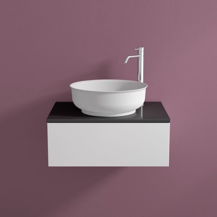 progettobagno Luna Waschtischkonsole 60 cm mit Auszug und Glasplatte