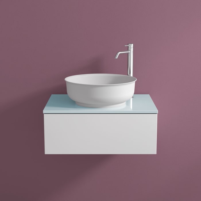 progettobagno Luna Waschtischkonsole 60 cm mit Auszug und Glasplatte